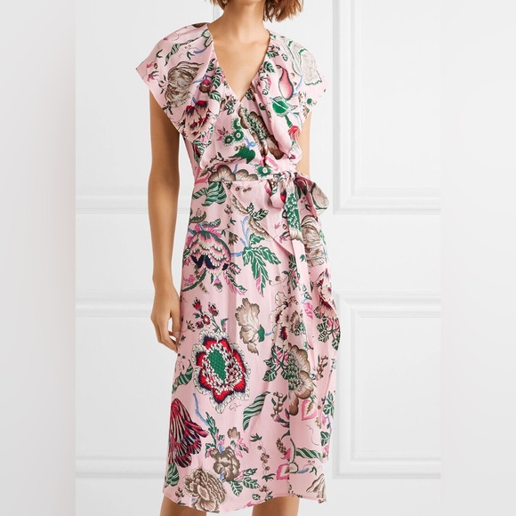 Tory Burch Dresses & Skirts - NWOT Tory Burch Adelia runway pink floral wrap dress 14